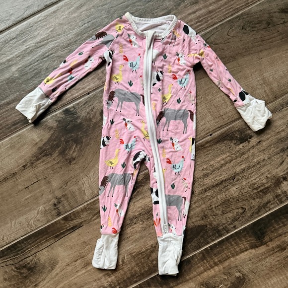Little Sleepies Other - Little Sleepies Pink Farm Animals Bamboo Viscose Zippy,0-3 mo